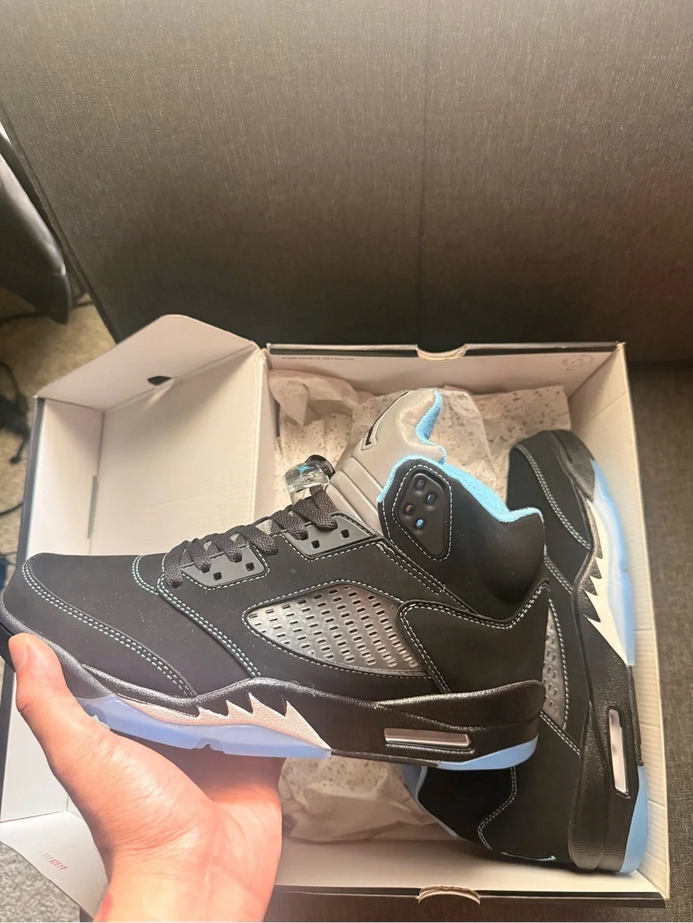 Jordan Men's Sneakers in Black and Light Blue